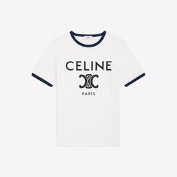 셀린느 여성 파리 로고 투톤 반팔 티셔츠 (오프화이트네이비블랙) 2X872671Q 01NB