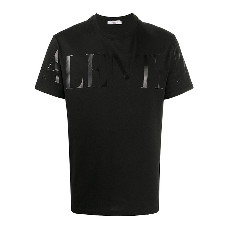 [발렌티노] 남성 블랙 레터링 로고 반팔 티셔츠 (블랙) UV3MG03B 5FN 0NO