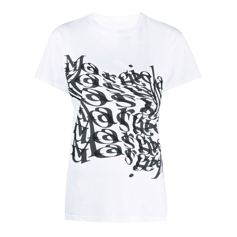 [메종마르지엘라] 여성 앱스트랙트 로고 프린팅 반팔 티셔츠 (화이트) S29GC0287 S22816 100