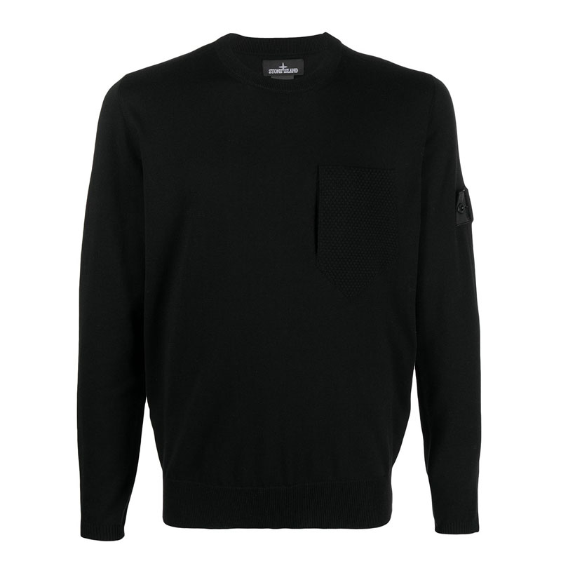[스톤아일랜드] 남성 쉐도우 프로젝트 포켓 크루넥 스웨터 (블랙) 7419506A4 V0029