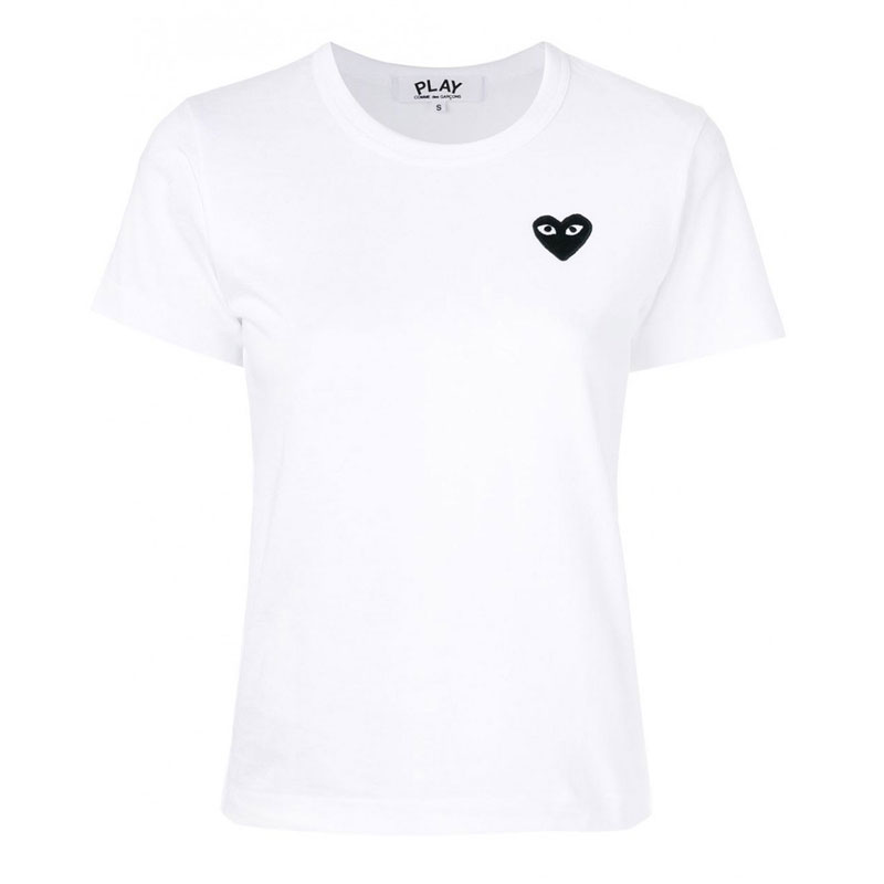 [꼼데가르송] 여성 와펜 패치 반팔 티셔츠 (화이트) P1T063BLACKHEART2