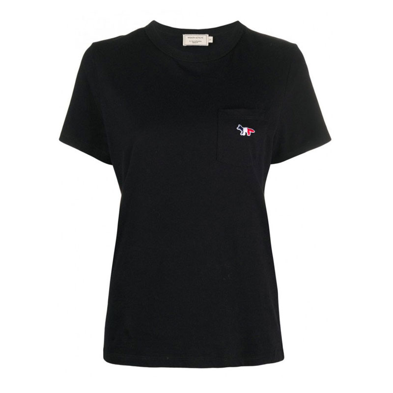 [메종키츠네] 여성 폭스 패치 라운드 반팔 티셔츠 (블랙) FW00107KJ0010 BK