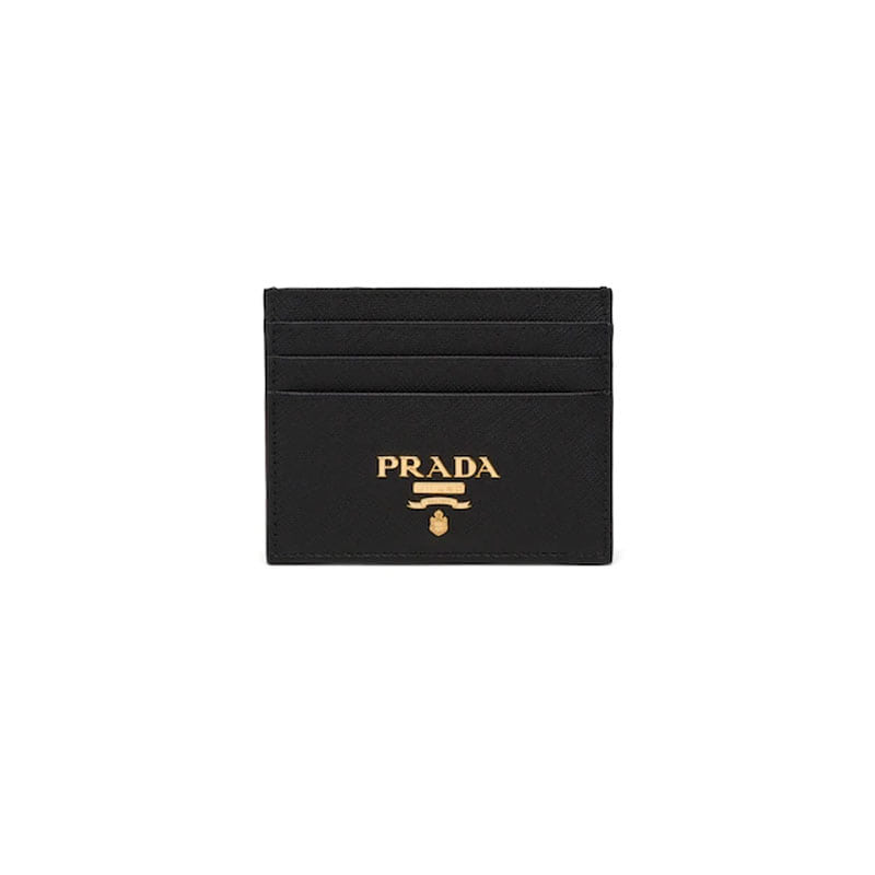 [프라다] 금장로고 사피아노 레더 카드홀더 (블랙) 1MC025QWA F0002