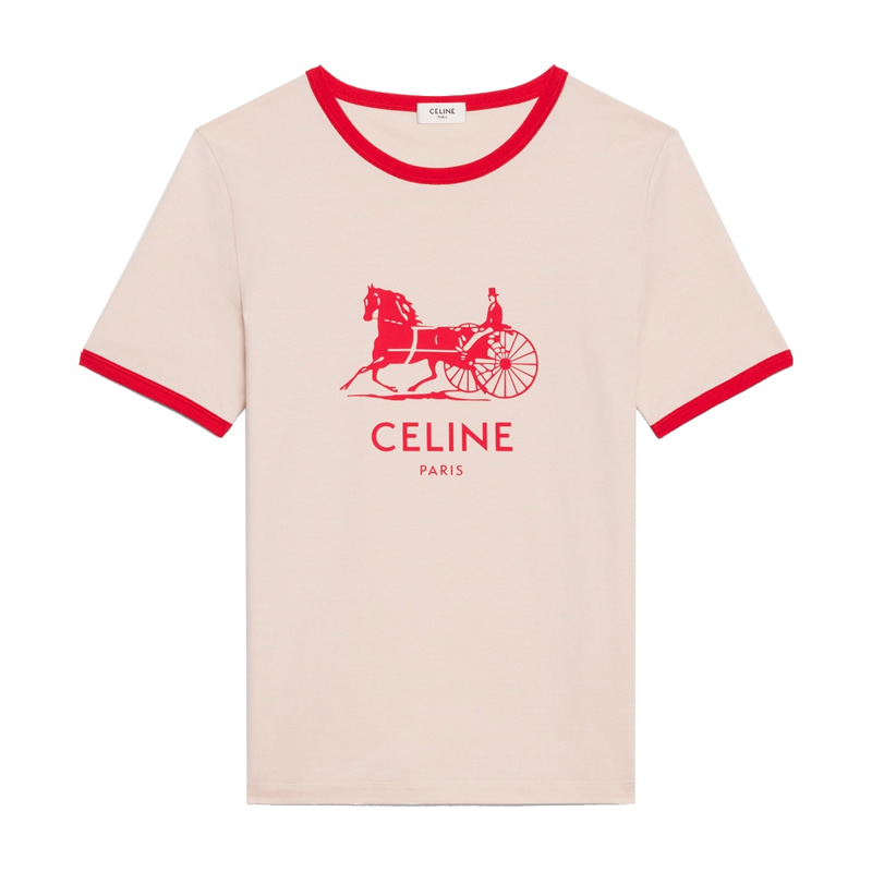 [셀린느] 여성 SULKY 로고 프린트 반팔 티셔츠 (아이보리레드) 2X575671Q 01IR