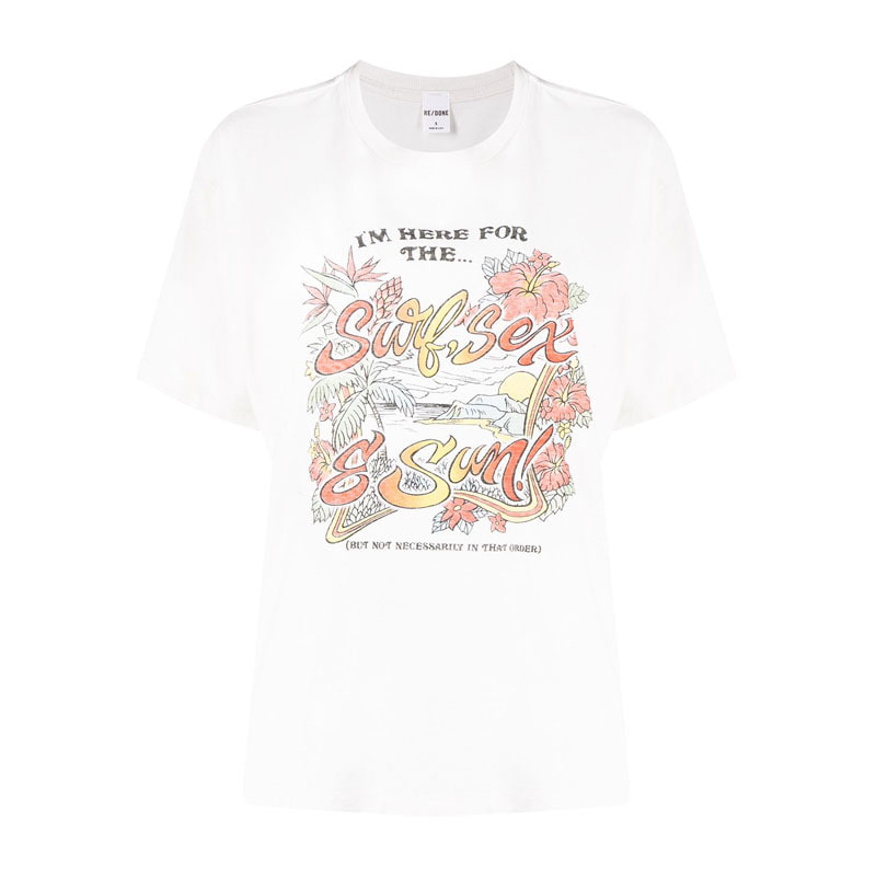 [리던] 여성 90`s 이지 그래픽 프린트 티셔츠 (화이트) 0242W9ET7