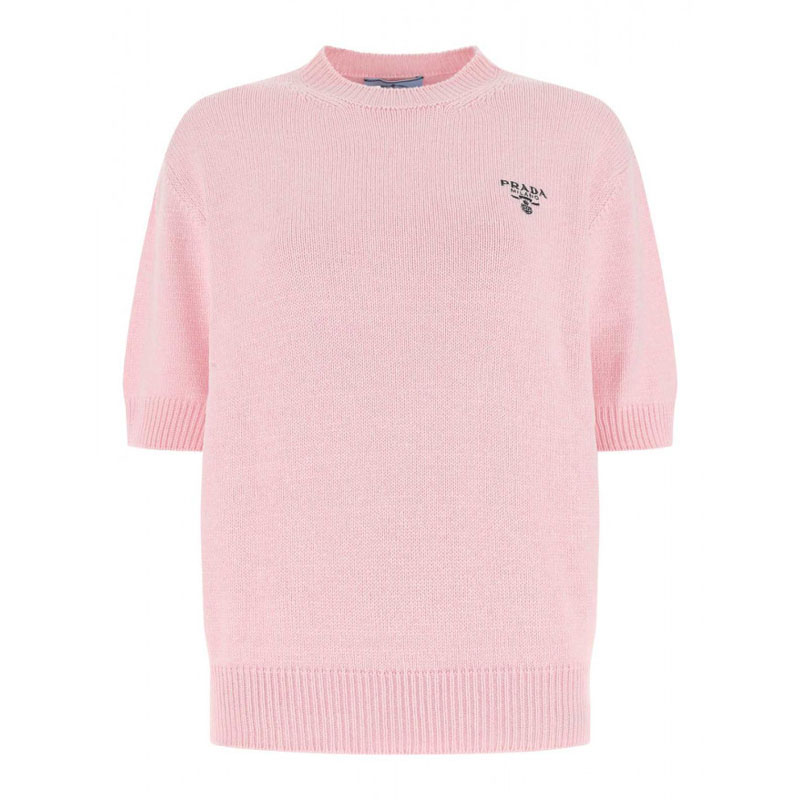 [프라다] 여성 로고 캐시미어 오버핏 반팔 스웨터 (핑크) P24R1B 102N F0028