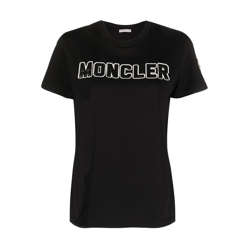 [몽클레어] 여성 로고 패치 반팔 티셔츠 (블랙) 8C00008 829HP 999