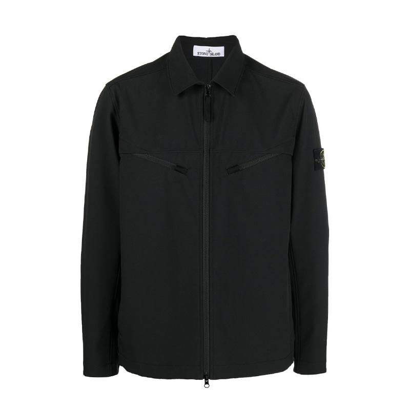 [스톤아일랜드] 남성 와펜 패치 소프트 쉘 경량 셔츠 자켓 (블랙) 781541027 V0029