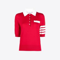 톰브라운 여성 헥터 아이콘 니트 폴로 반팔 티셔츠 (레드) FKP089A Y3006 600