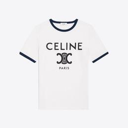 셀린느 여성 가슴 로고 투톤 반팔 티셔츠 (화이트) 2X872671Q 01NB