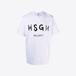 MSGM 남성 브러쉬드 로고 반팔 티셔츠 (그레이) 2000MM510 200005 94