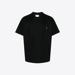 우영미 남성 엠보 로고 라운드 반팔 티셔츠 (블랙) W233TS10708B